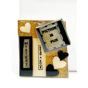 Lucinda Fiction Is Fun Books Pin Brooch Black Ivory Glitter